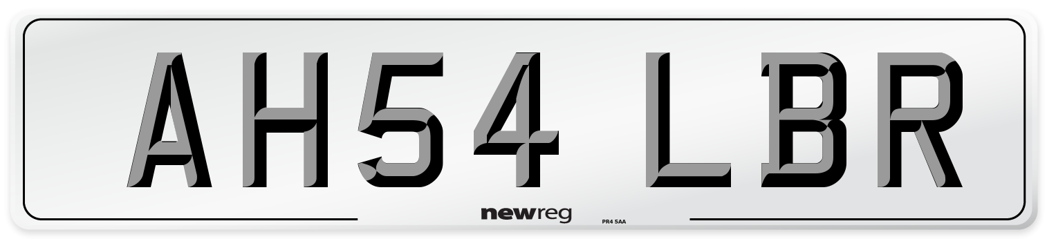 AH54 LBR Number Plate from New Reg